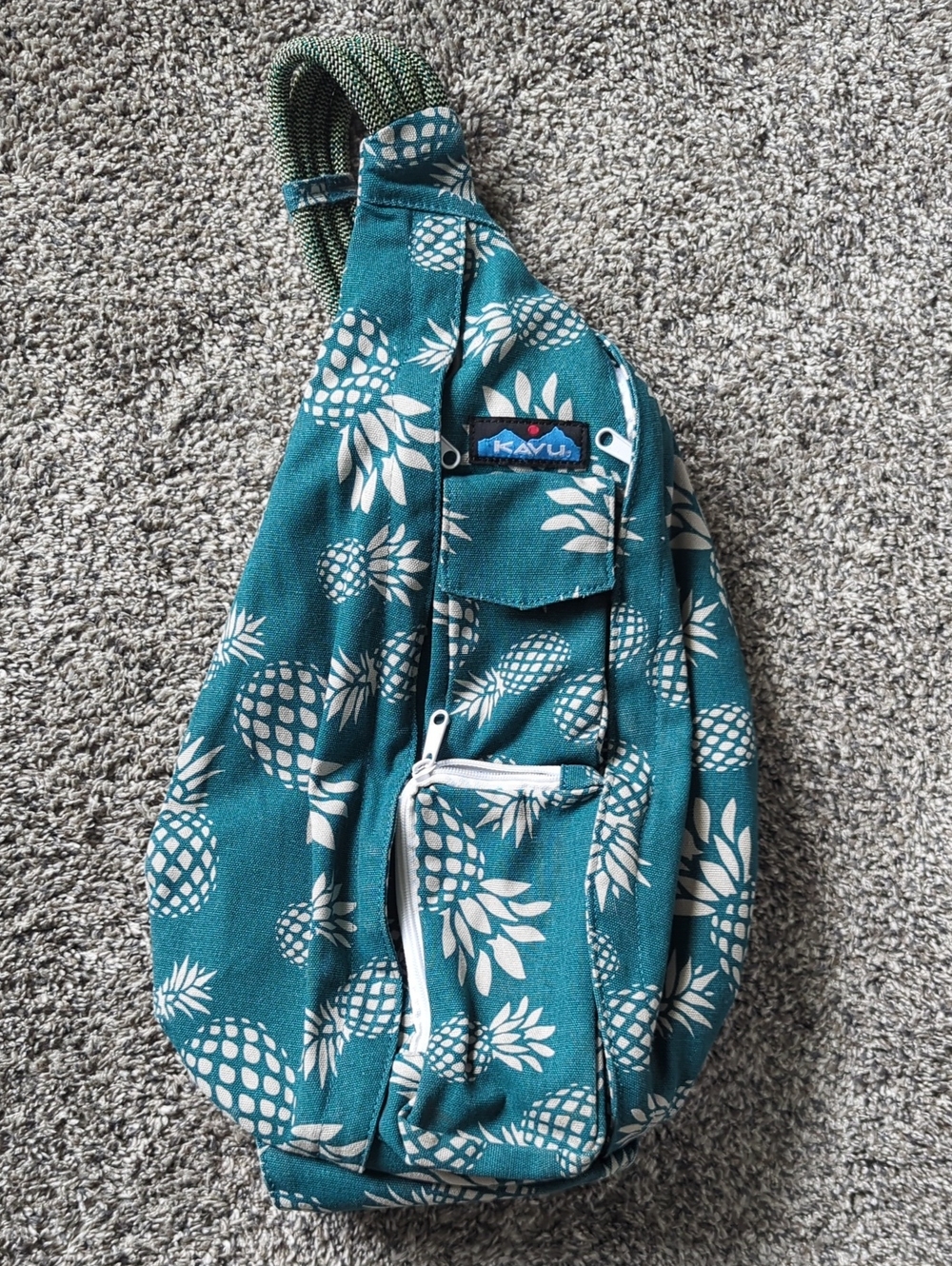 Kavu Teal Pineapple Rope Sling Pack